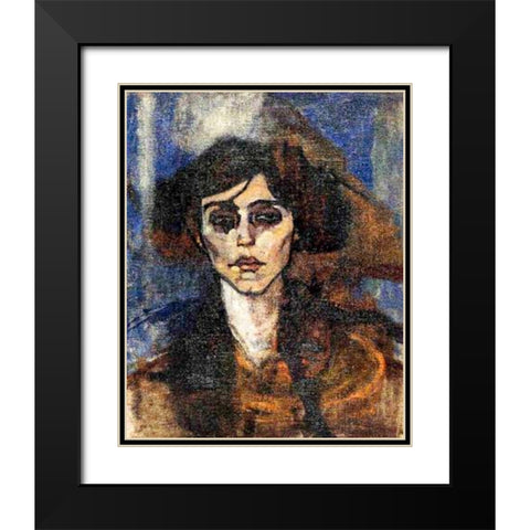 Portrait-of-Maude-Abrantes, 1907 Black Modern Wood Framed Art Print with Double Matting by Modigliani, Amedeo