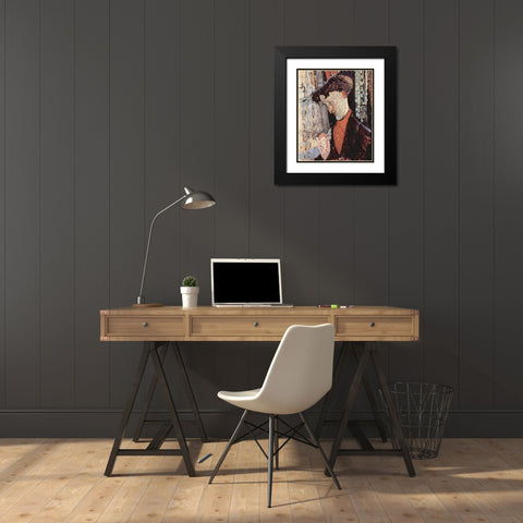 Portrait of Frank Burty Haviland Black Modern Wood Framed Art Print with Double Matting by Modigliani, Amedeo