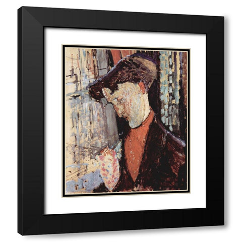 Portrait of Frank Burty Haviland Black Modern Wood Framed Art Print with Double Matting by Modigliani, Amedeo