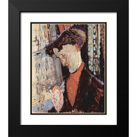 Portrait of Frank Burty Haviland Black Modern Wood Framed Art Print with Double Matting by Modigliani, Amedeo
