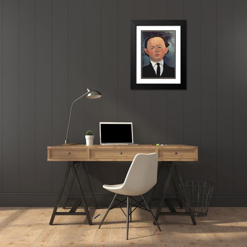 Portrait of Mechan Black Modern Wood Framed Art Print with Double Matting by Modigliani, Amedeo