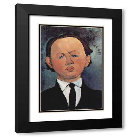 Portrait of Mechan Black Modern Wood Framed Art Print with Double Matting by Modigliani, Amedeo