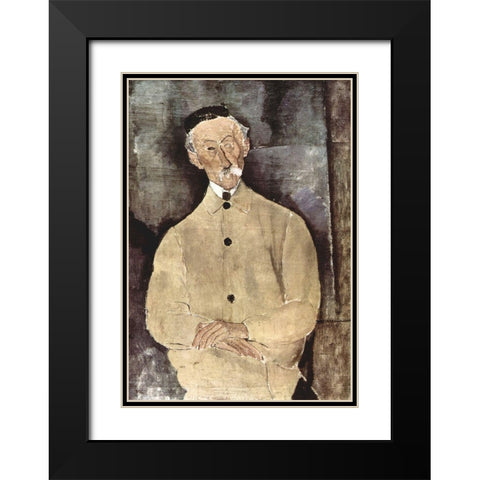 Portrait of Monsieur Lepoutre Black Modern Wood Framed Art Print with Double Matting by Modigliani, Amedeo