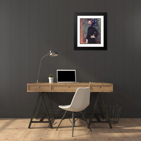 Portrait of Paul Alexander standing Black Modern Wood Framed Art Print with Double Matting by Modigliani, Amedeo