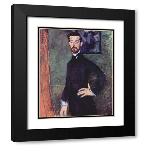 Portrait of Paul Alexander standing Black Modern Wood Framed Art Print with Double Matting by Modigliani, Amedeo