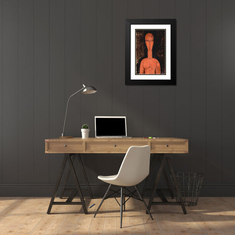 Person with eyes closed Black Modern Wood Framed Art Print with Double Matting by Modigliani, Amedeo