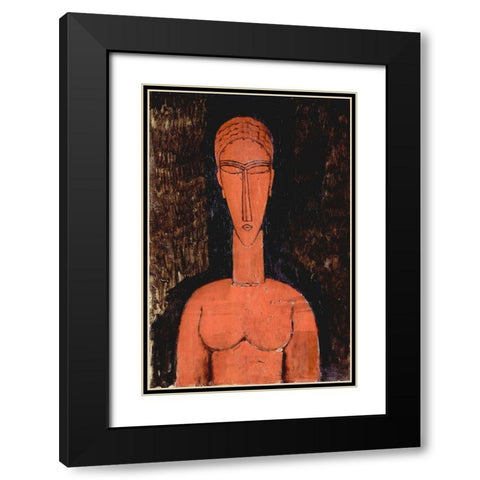 Person with eyes closed Black Modern Wood Framed Art Print with Double Matting by Modigliani, Amedeo