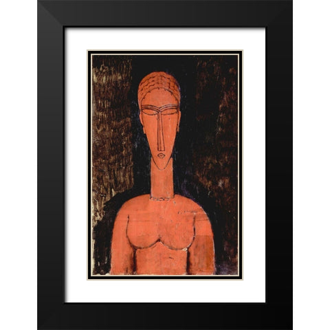 Person with eyes closed Black Modern Wood Framed Art Print with Double Matting by Modigliani, Amedeo