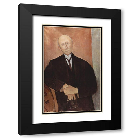 Man in black jacket Black Modern Wood Framed Art Print with Double Matting by Modigliani, Amedeo