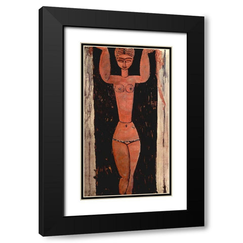 Woman in doorway Black Modern Wood Framed Art Print with Double Matting by Modigliani, Amedeo