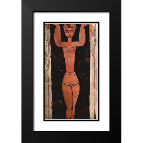 Woman in doorway Black Modern Wood Framed Art Print with Double Matting by Modigliani, Amedeo