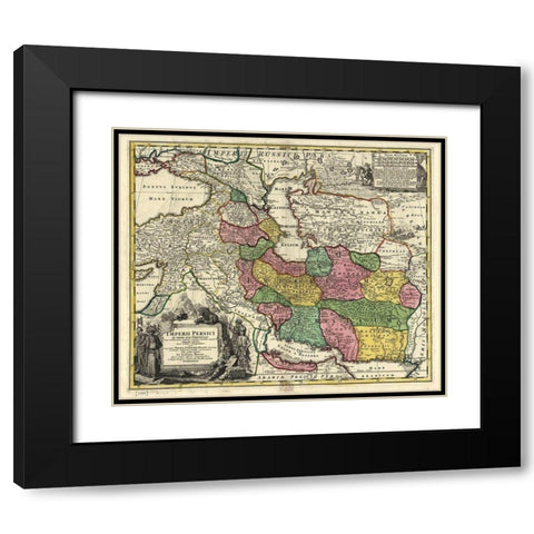 Persia in the 18th Century Black Modern Wood Framed Art Print with Double Matting by Vintage Maps
