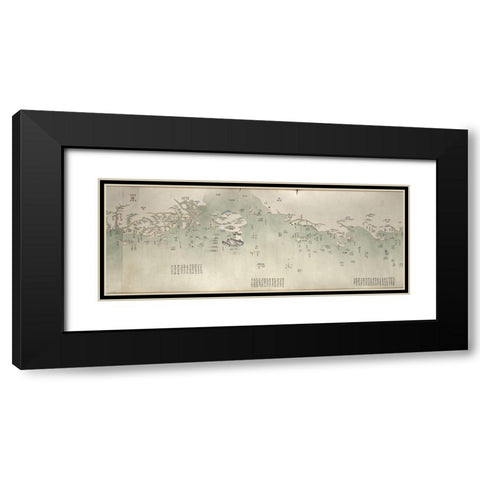Coastal Map of China Black Modern Wood Framed Art Print with Double Matting by Vintage Maps