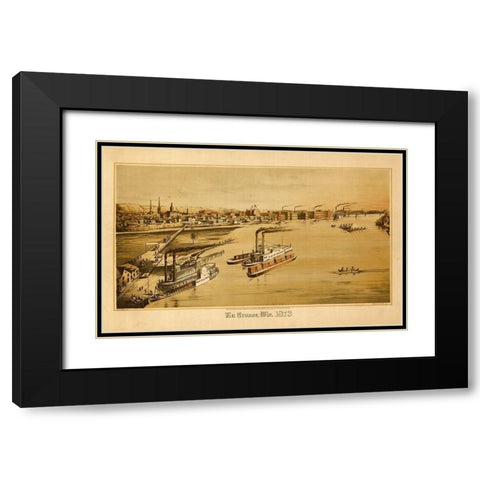 La Crosse-Wisconsin 1873 Black Modern Wood Framed Art Print with Double Matting by Vintage Maps