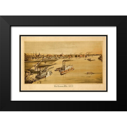 La Crosse-Wisconsin 1873 Black Modern Wood Framed Art Print with Double Matting by Vintage Maps