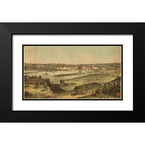 St. Paul-Minnesota 1874 Black Modern Wood Framed Art Print with Double Matting by Vintage Maps