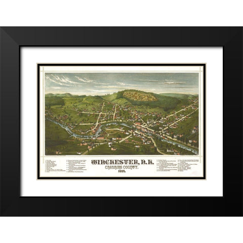 Winchester-New Hampshire Black Modern Wood Framed Art Print with Double Matting by Vintage Maps