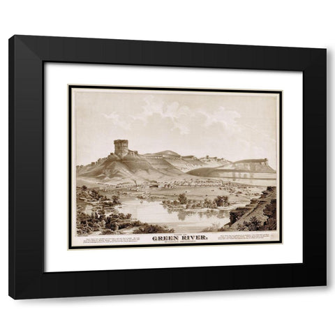 Green River-Wyoming 1875 Black Modern Wood Framed Art Print with Double Matting by Vintage Maps