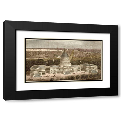 Capitol Building in Washington-DC,1871 Black Modern Wood Framed Art Print with Double Matting by Vintage Maps