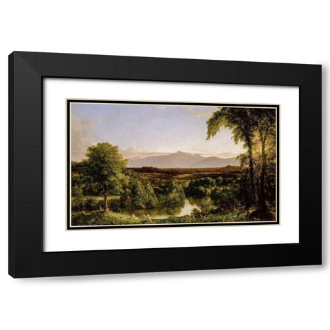 View on the Catskill—Early Autumn Black Modern Wood Framed Art Print with Double Matting by Cole, Thomas