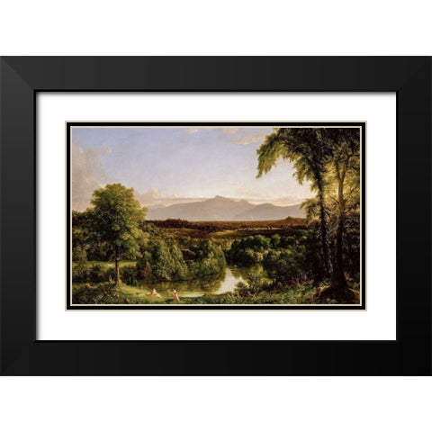 View on the Catskill—Early Autumn Black Modern Wood Framed Art Print with Double Matting by Cole, Thomas