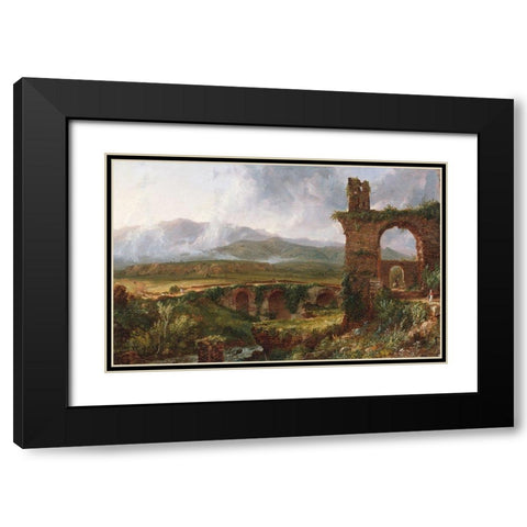 A View near Tivoli (Morning) Black Modern Wood Framed Art Print with Double Matting by Cole, Thomas