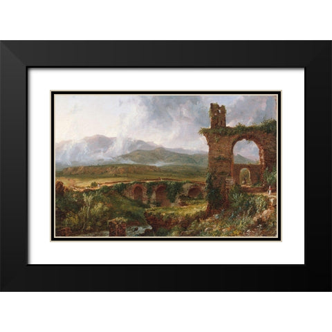 A View near Tivoli (Morning) Black Modern Wood Framed Art Print with Double Matting by Cole, Thomas