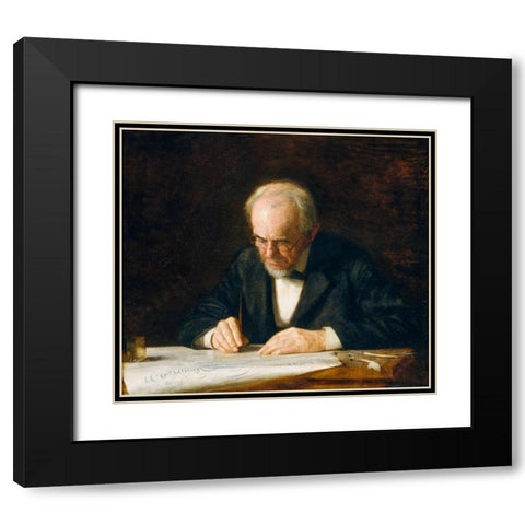 The Writing Master Black Modern Wood Framed Art Print with Double Matting by Eakins, Thomas