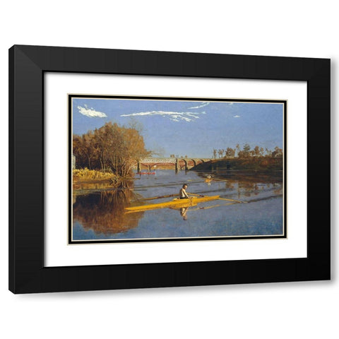 The Champion Single Sculls (Max Schmitt in a Single Scull) Black Modern Wood Framed Art Print with Double Matting by Eakins, Thomas