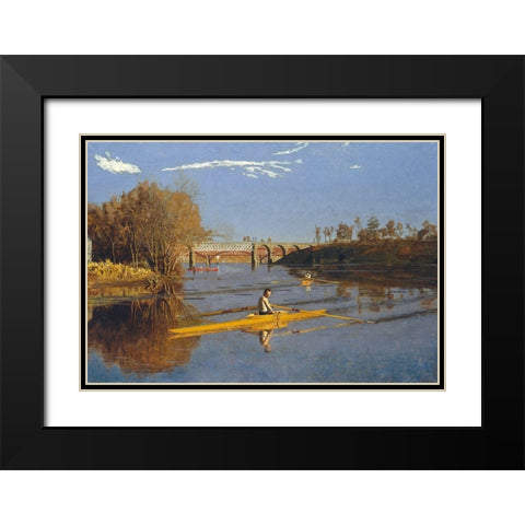 The Champion Single Sculls (Max Schmitt in a Single Scull) Black Modern Wood Framed Art Print with Double Matting by Eakins, Thomas