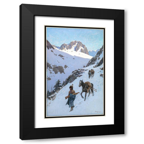 A Successful Hunt Black Modern Wood Framed Art Print with Double Matting by Farny, Henry Francois
