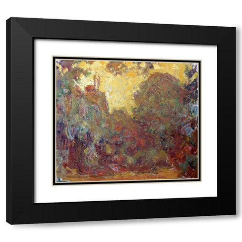 La Maison de Giverny Black Modern Wood Framed Art Print with Double Matting by Monet, Claude