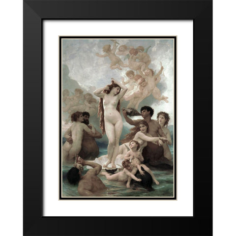 The Birth of Venus Black Modern Wood Framed Art Print with Double Matting by Bouguereau, William-Adolphe