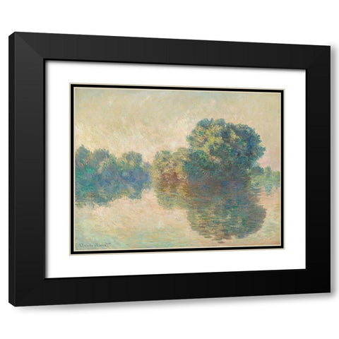The Seine at Giverny Black Modern Wood Framed Art Print with Double Matting by Monet, Claude