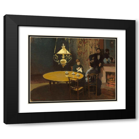Interior, after Dinner Black Modern Wood Framed Art Print with Double Matting by Monet, Claude