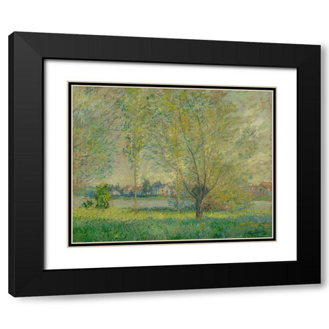 The Willows Black Modern Wood Framed Art Print with Double Matting by Monet, Claude