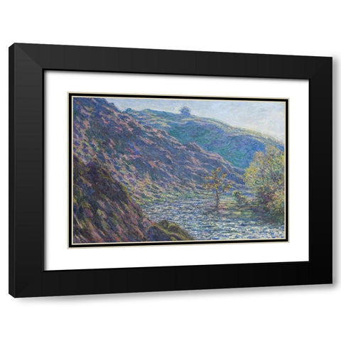 The Petite Creuse River Black Modern Wood Framed Art Print with Double Matting by Monet, Claude