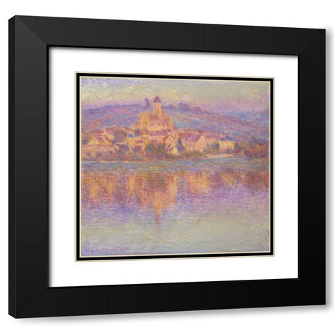 Vétheuil 1901 Black Modern Wood Framed Art Print with Double Matting by Monet, Claude