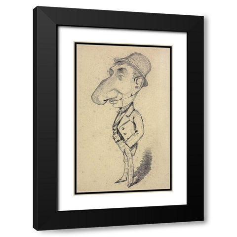 Caricature of a Man with a Large Nose Black Modern Wood Framed Art Print with Double Matting by Monet, Claude