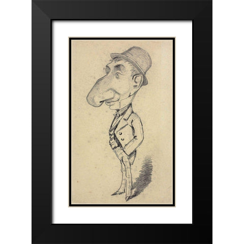 Caricature of a Man with a Large Nose Black Modern Wood Framed Art Print with Double Matting by Monet, Claude