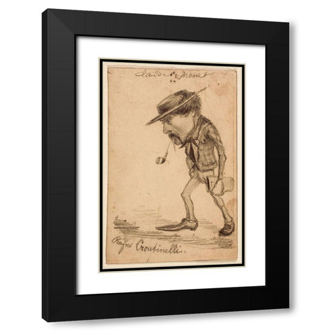 Caricature of Henri Cassinelli (“Rufus Croutinelliâ€) Black Modern Wood Framed Art Print with Double Matting by Monet, Claude