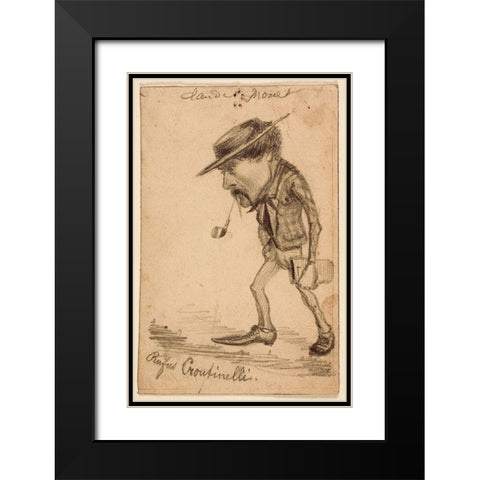 Caricature of Henri Cassinelli (“Rufus Croutinelliâ€) Black Modern Wood Framed Art Print with Double Matting by Monet, Claude