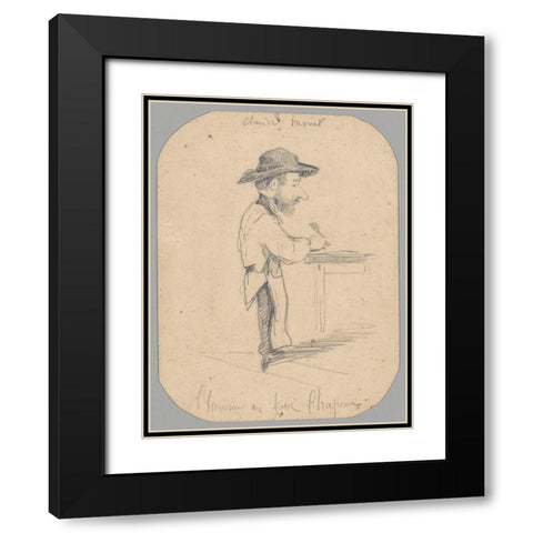 Caricature of a Man in the Small Hat Black Modern Wood Framed Art Print with Double Matting by Monet, Claude