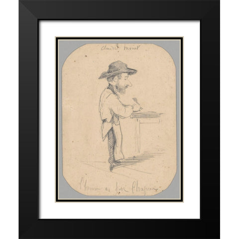 Caricature of a Man in the Small Hat Black Modern Wood Framed Art Print with Double Matting by Monet, Claude