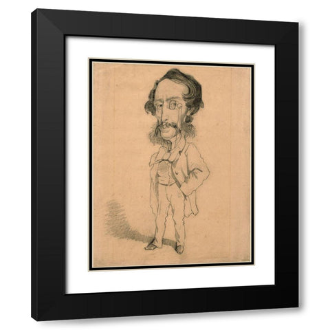 Caricature of Mario Uchard Black Modern Wood Framed Art Print with Double Matting by Monet, Claude
