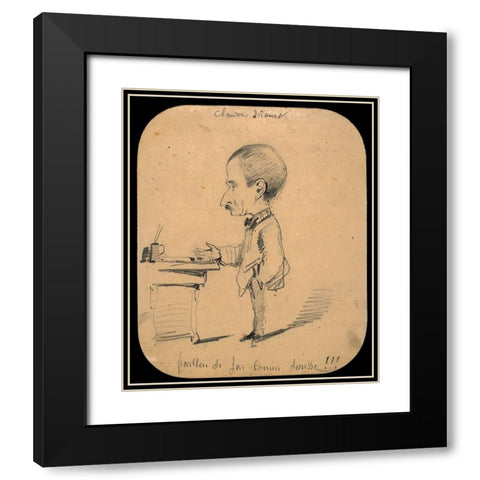 Caricature of a Man Standing by Desk Black Modern Wood Framed Art Print with Double Matting by Monet, Claude