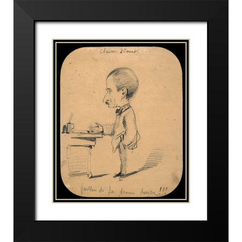 Caricature of a Man Standing by Desk Black Modern Wood Framed Art Print with Double Matting by Monet, Claude