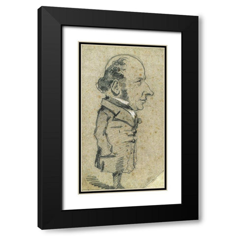 Caricature of Eugène Marcel Black Modern Wood Framed Art Print with Double Matting by Monet, Claude