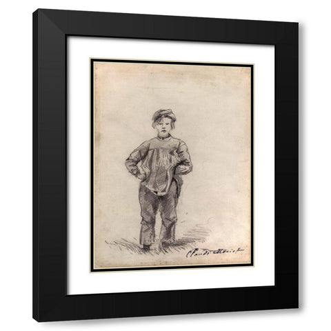 Boy in the Country Black Modern Wood Framed Art Print with Double Matting by Monet, Claude