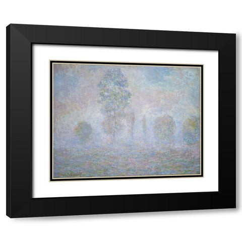 Morning Haze Black Modern Wood Framed Art Print with Double Matting by Monet, Claude